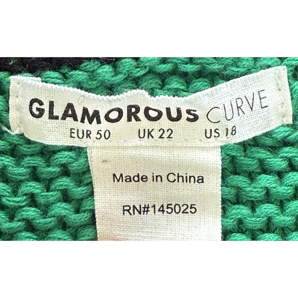 Woman’s Green Open Chunky Knit Sweater Slouchy Preppy Coastal Grandma Size 3XL - Picture 5 of 8